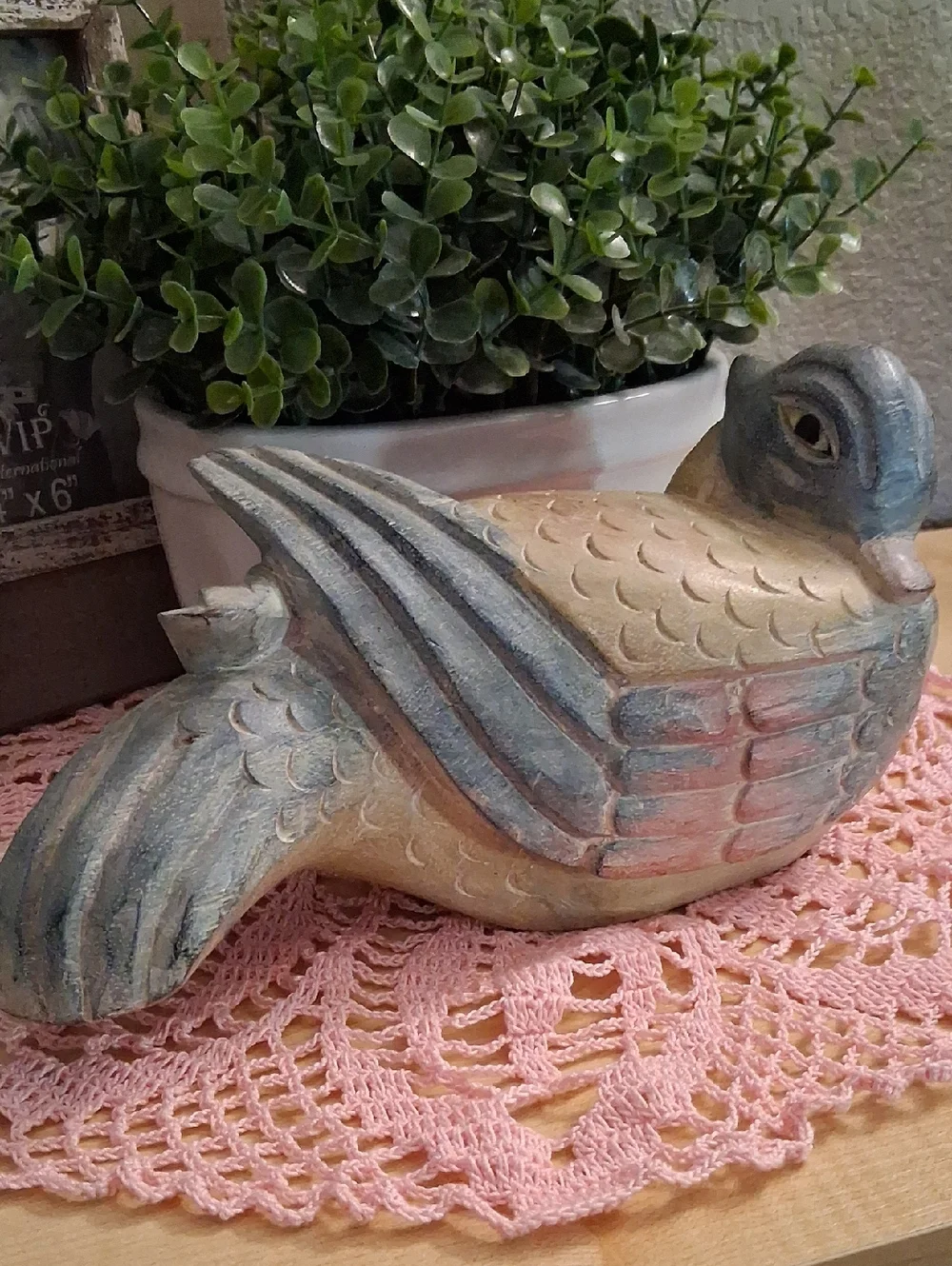 Wood Duck in Muted Blue and Cream